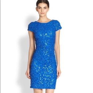 Stunning Alice and Olivia Cobalt sz6 blue sequinned party dress